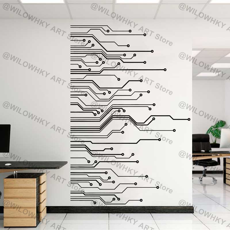 Office Furniture Equipment - Circuit Board Science Playroom Technology Vinyl